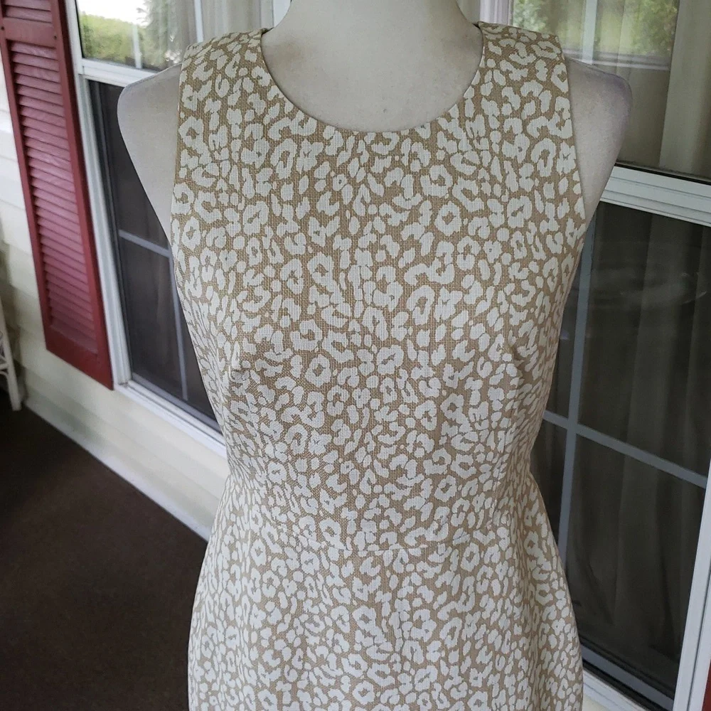 J. CREW Elegant Cream Leopard Sheath ‎ Print Dress